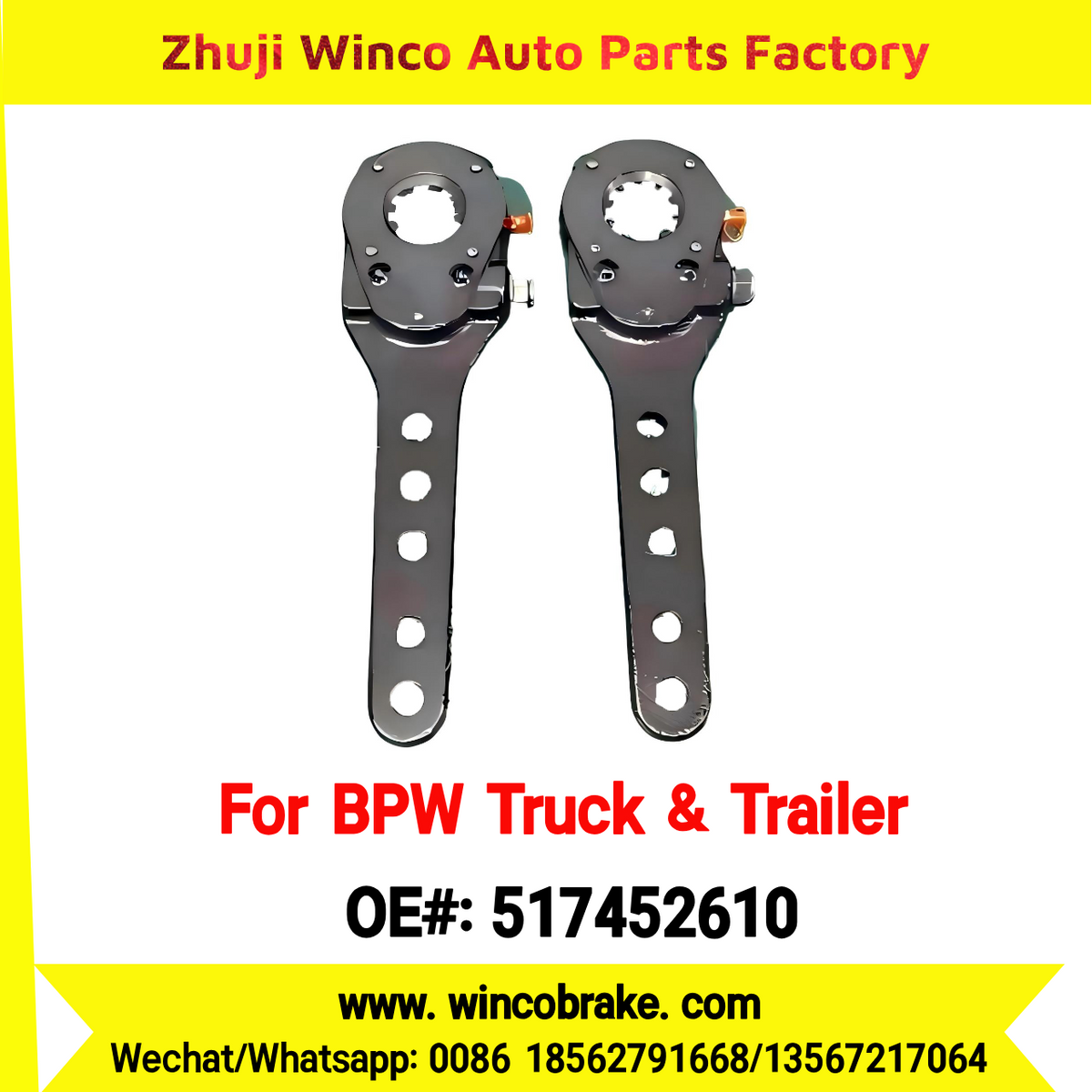 Winco OEM 517452610 Manual Brake Slack Adjuster for BPW Axle 0517452610 Replace Haldex 100001721 Forging Body 5 Holes 10 Teeth