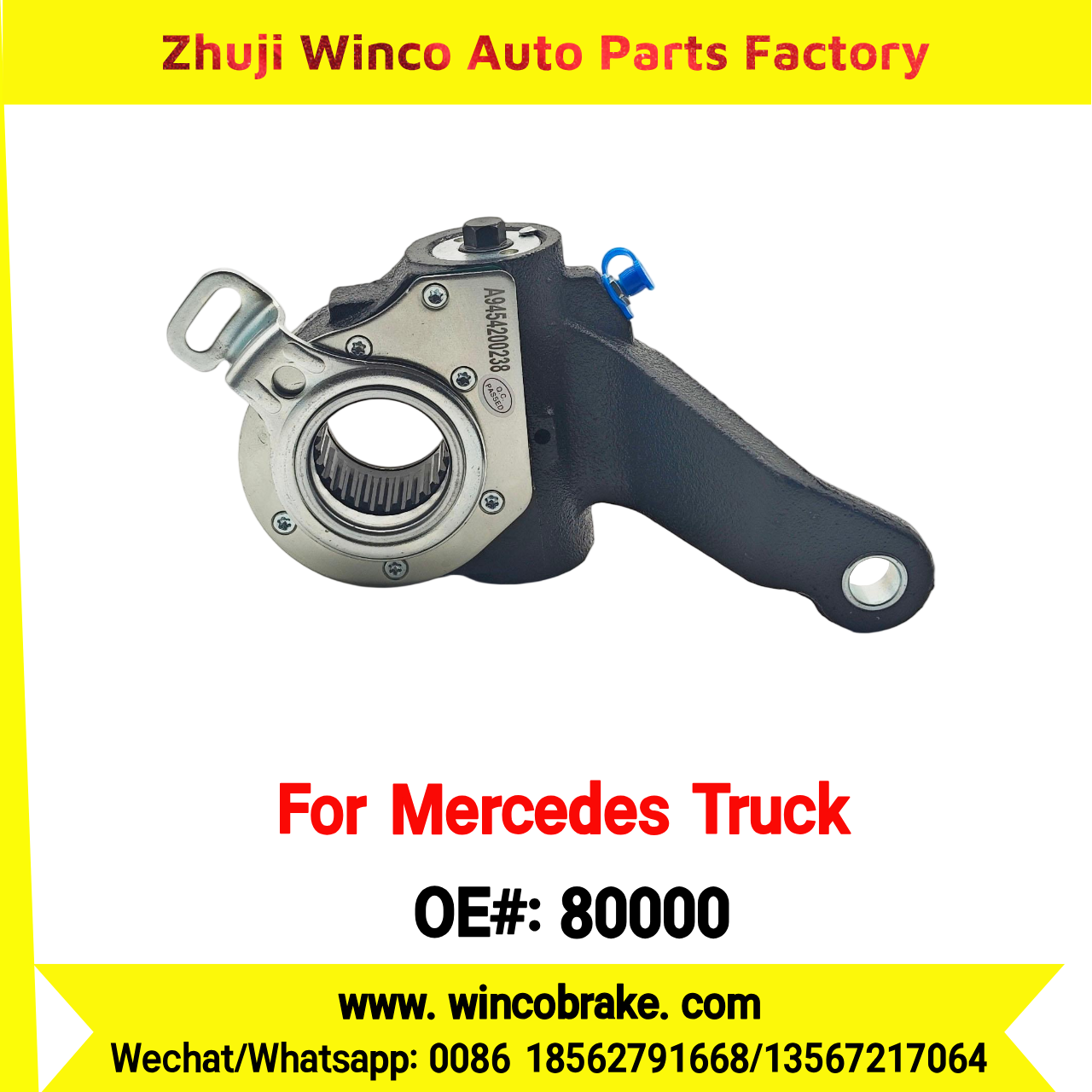 Winco OEM 80000 Automatic Slack Adjuster Brake Adjuster for Mercedes Benz Truck A9454200238 Auto Parts Brake Adjusting Arm Haldex TO FIT MERCEDES Trucks 26 Teeth Replace Haldex 80000