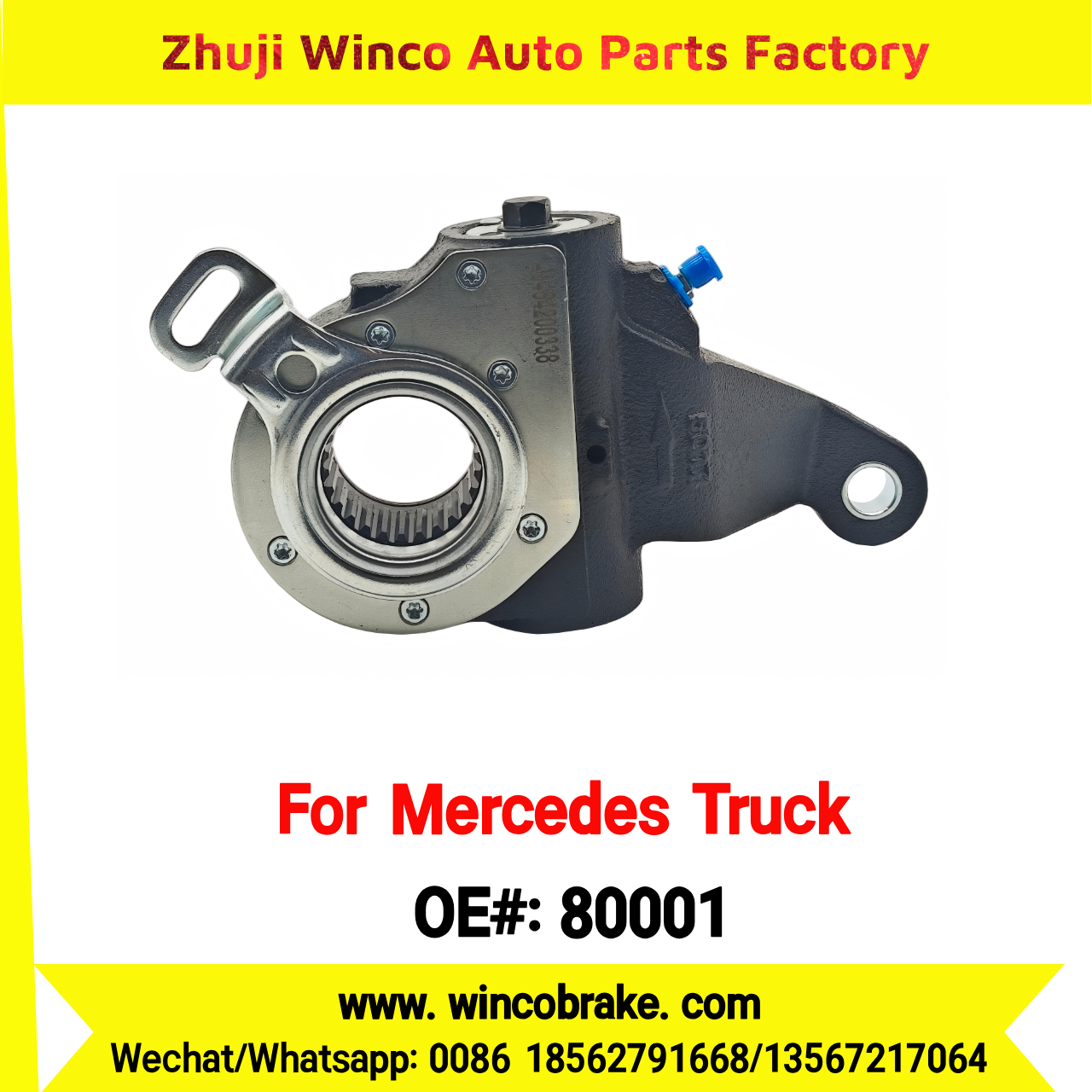 Winco OEM 80001 Automatic Slack Adjuster Brake Adjuster for Mercedes Benz Truck A9454200338 Auto Parts Brake Adjusting Arm Haldex TO FIT MERCEDES Trucks 26 Teeth Replace Haldex 80001