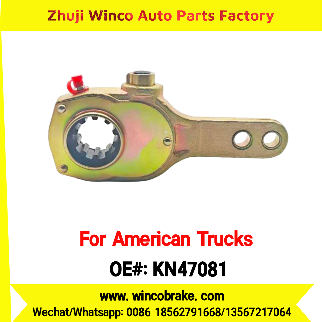 Winco OEM KN47081 Manual Brake Slack Adjuster Semi Truck Trailer 2 Holes 10 Spline Brake Systems Accessory American Trucks Type USA HEAVY DUTY To Replace Haldex KN47081
