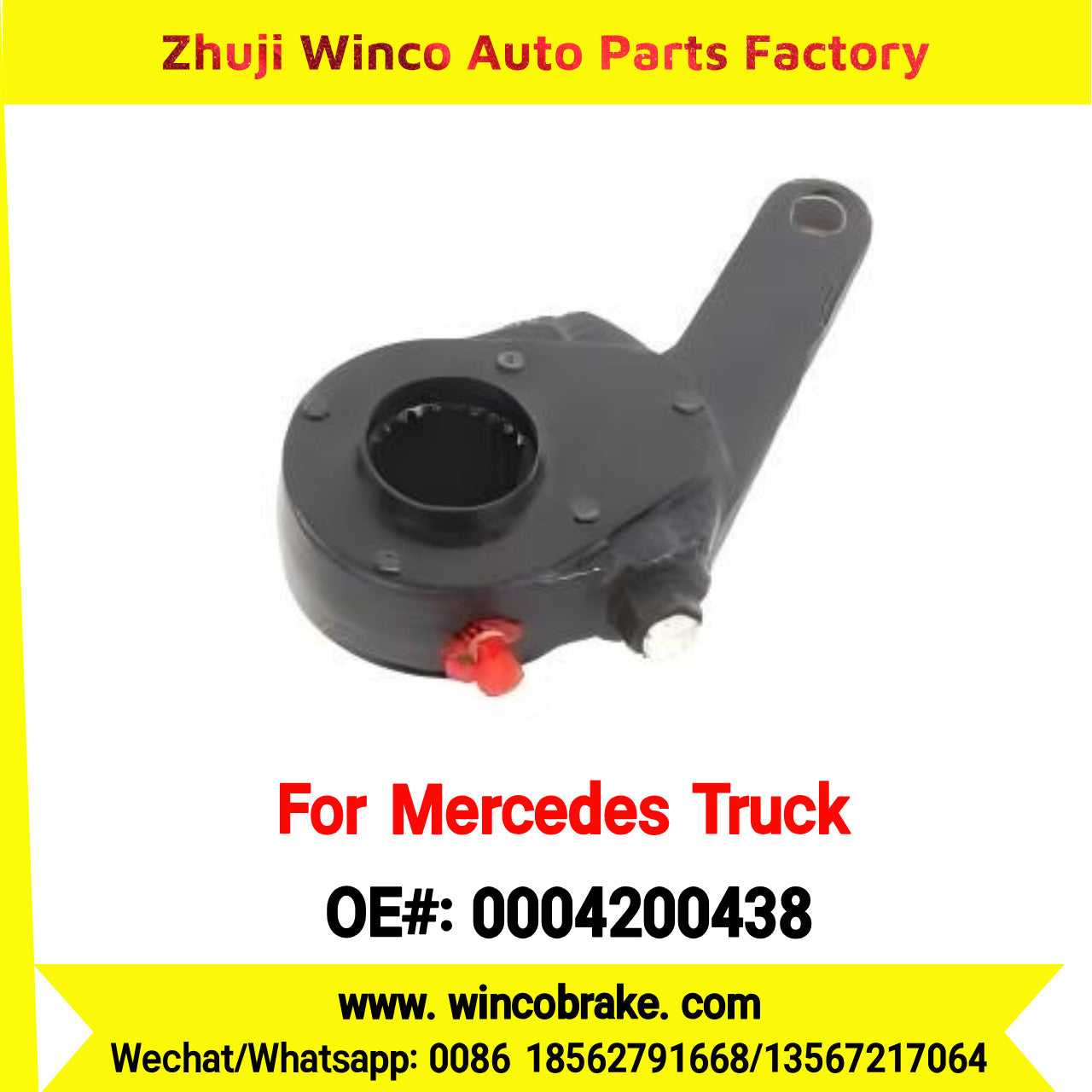 Winco OEM 0004200438 Brake Adjuster for Mercedes Benz Truck Manual Slack Adjuster Auto Parts Brake Adjusting Arm Haldex Type 1 Hole TO FIT MERCEDES Trucks Straight 26 Teeth Replace Haldex