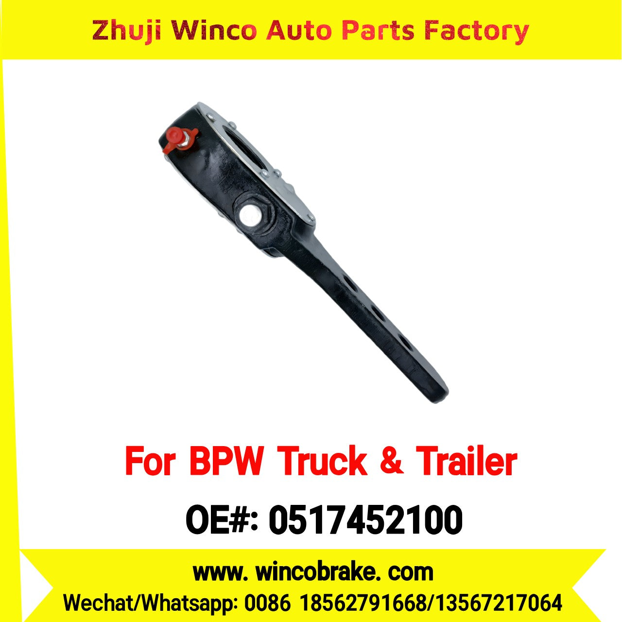 Winco OEM 0517452100 Manual Brake Slack Adjuster for BPW Truck Replace Haldex Straight 3 Holes 10 Teeth