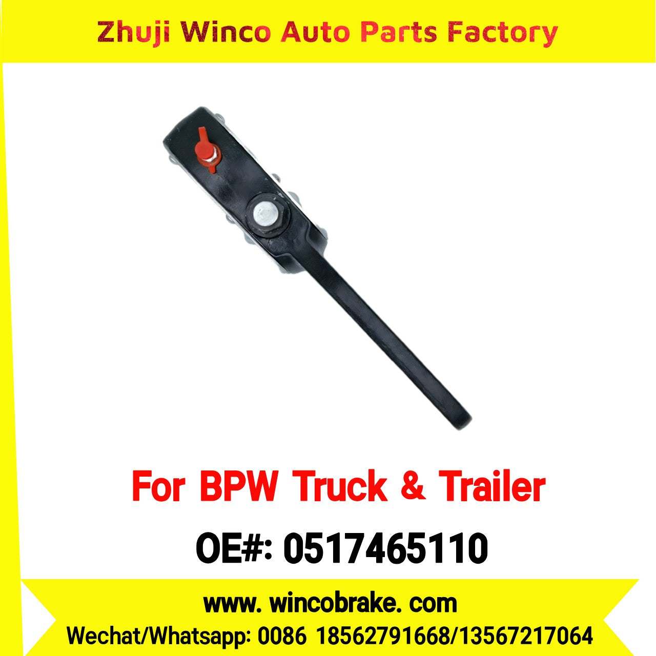 Winco OEM 0517465110 Manual Brake Slack Adjuster for BPW Truck Replace Haldex Straight 4 Holes 10 Teeth
