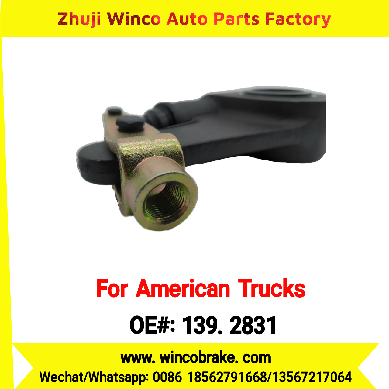 Winco OEM 139.2831 Automatic Slack Adjuster Replace R801073 1-1/2''-28 SPLINE, 5.5'' ARM LENGTH SUIT TO AMERICAN TRUCKS