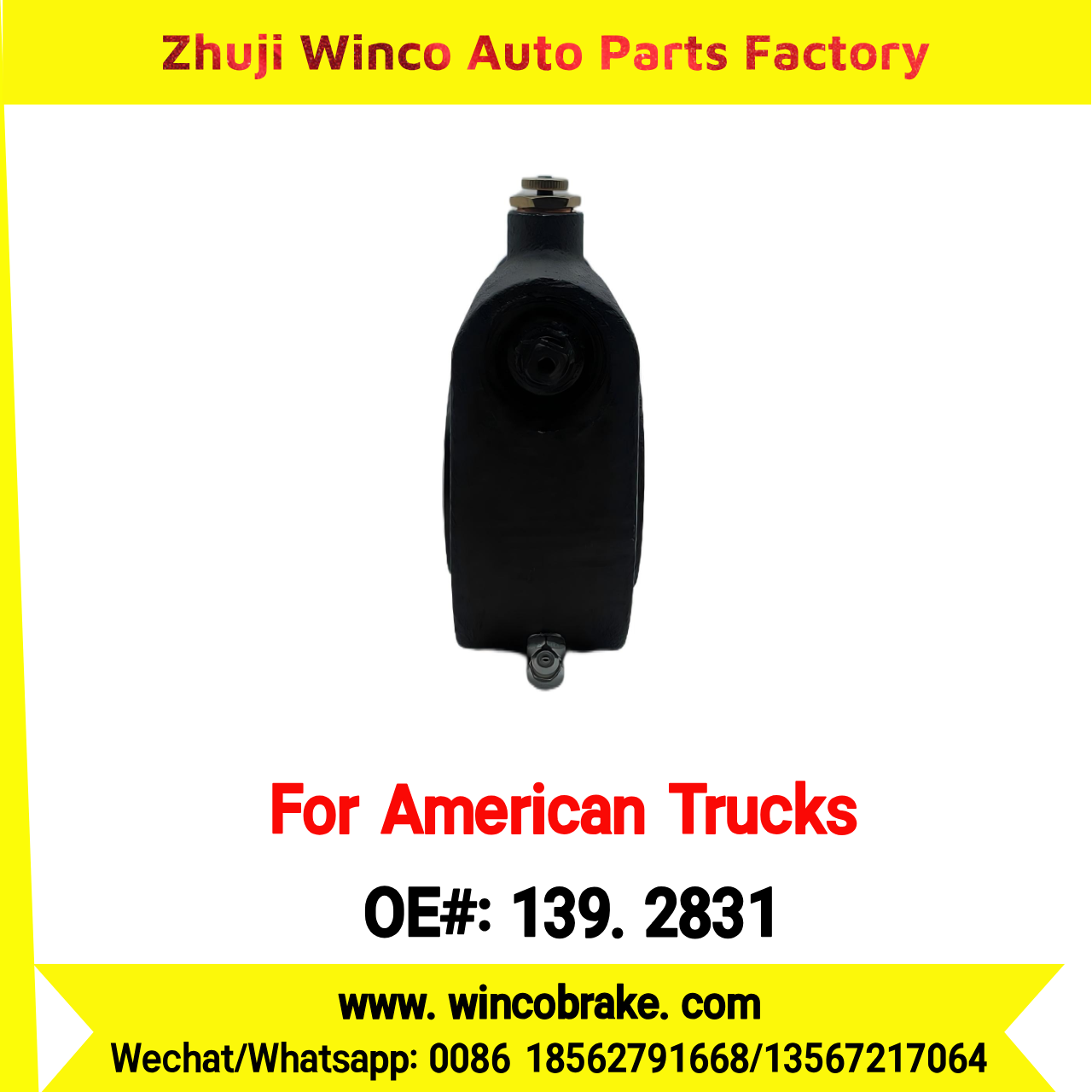 Winco OEM 139.2831 Automatic Slack Adjuster Replace R801073 1-1/2''-28 SPLINE, 5.5'' ARM LENGTH SUIT TO AMERICAN TRUCKS