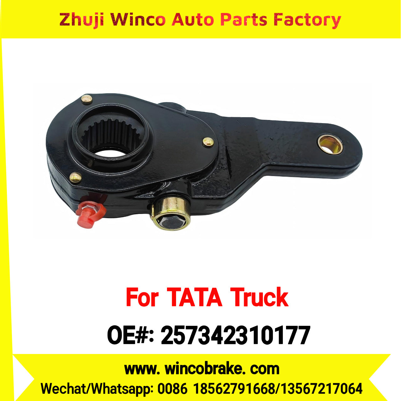Winco OEM 257342310177 Manual Slack Adjuster for India Series TATA Trucks Parts TATA MOTORS Rear Left 1 Hole 24 TEETH MEI MSA 18-03 New Condition Brake Assembly