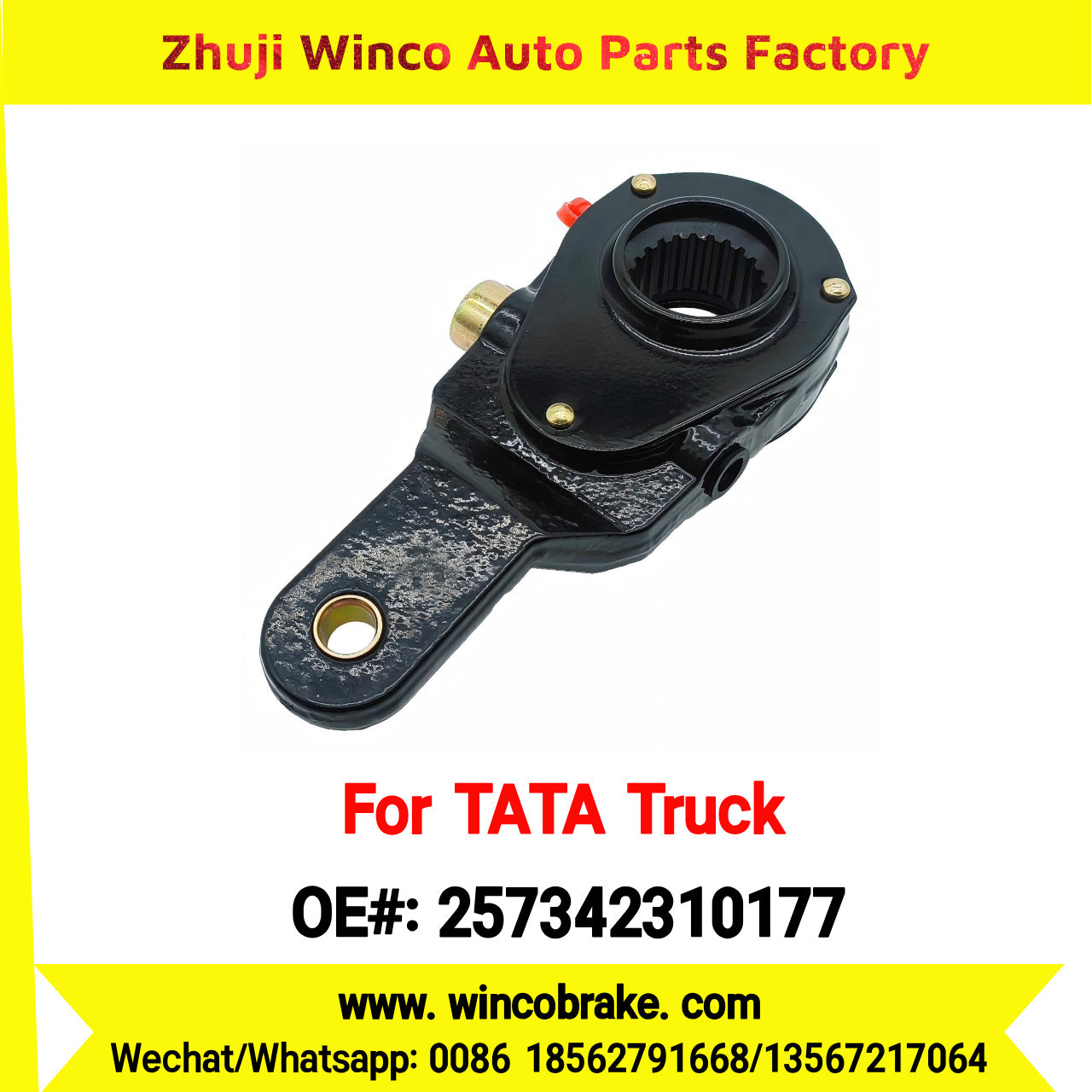 Winco OEM 257342310177 Manual Slack Adjuster for India Series TATA Trucks Parts TATA MOTORS Rear Left 1 Hole 24 TEETH MEI MSA 18-03 New Condition Brake Assembly