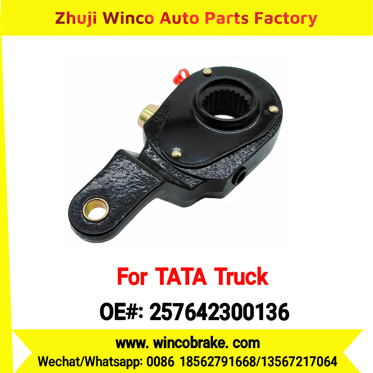 Winco OEM 257642300136 Manual Slack Adjuster for India Series TATA Trucks Parts TATA MOTORS Rear Left 1 Hole 24 TEETH MEI MSA 18-35 New Condition Brake Assembly