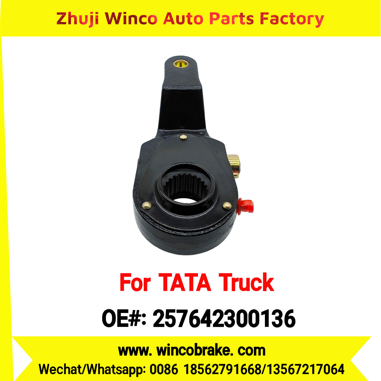 Winco OEM 257642300136 Manual Slack Adjuster for India Series TATA Trucks Parts TATA MOTORS Rear Left 1 Hole 24 TEETH MEI MSA 18-35 New Condition Brake Assembly