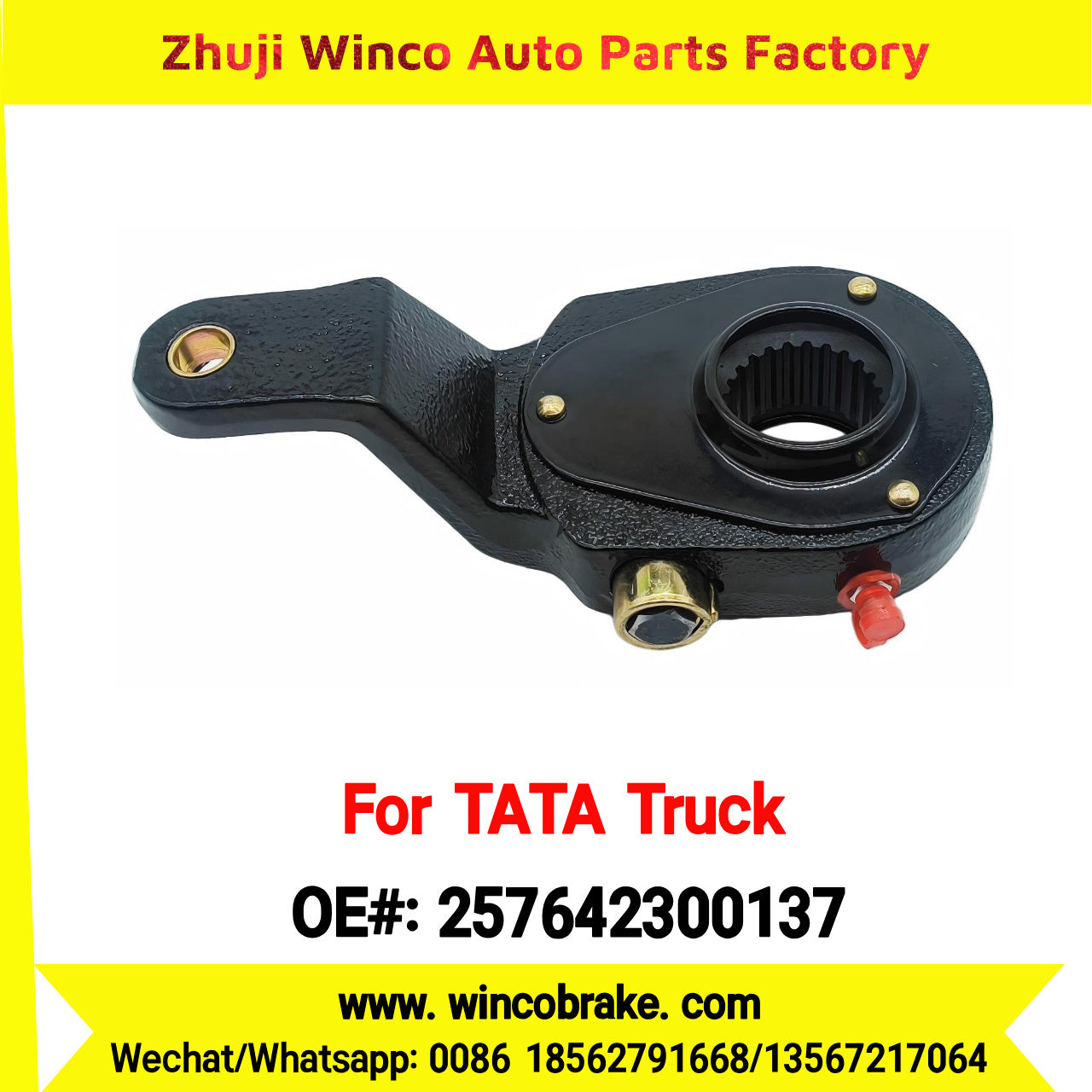 Winco OEM 257642300137 Manual Slack Adjuster for India Series TATA Trucks Parts TATA MOTORS Rear Right 1 Hole 24 TEETH MEI MSA 18-36 New Condition Brake Assembly