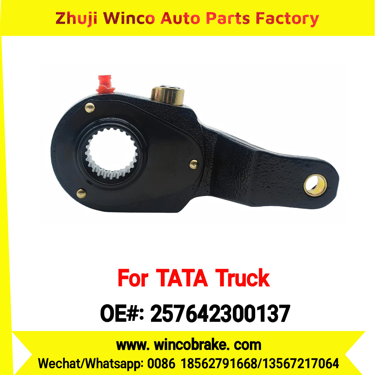 Winco OEM 257642300137 Manual Slack Adjuster for India Series TATA Trucks Parts TATA MOTORS Rear Right 1 Hole 24 TEETH MEI MSA 18-36 New Condition Brake Assembly