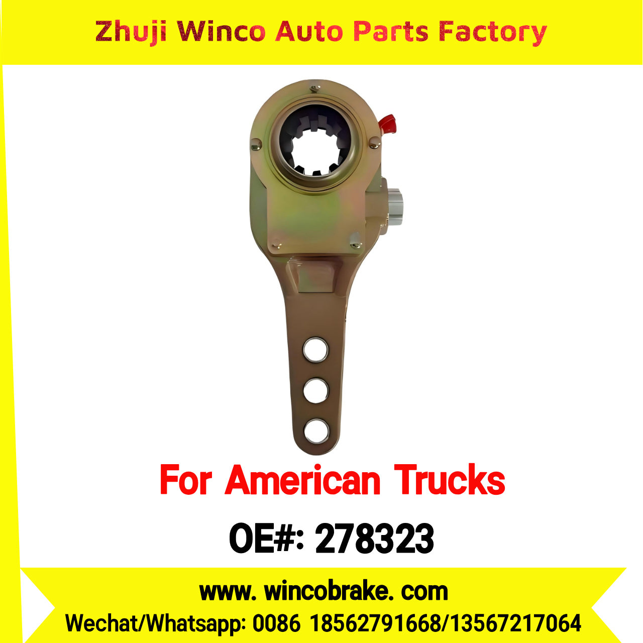 Winco OEM 278323 American Truck Manual Slack Adjuster 3 Holes and 10 Teeth for Truck Brake Systems