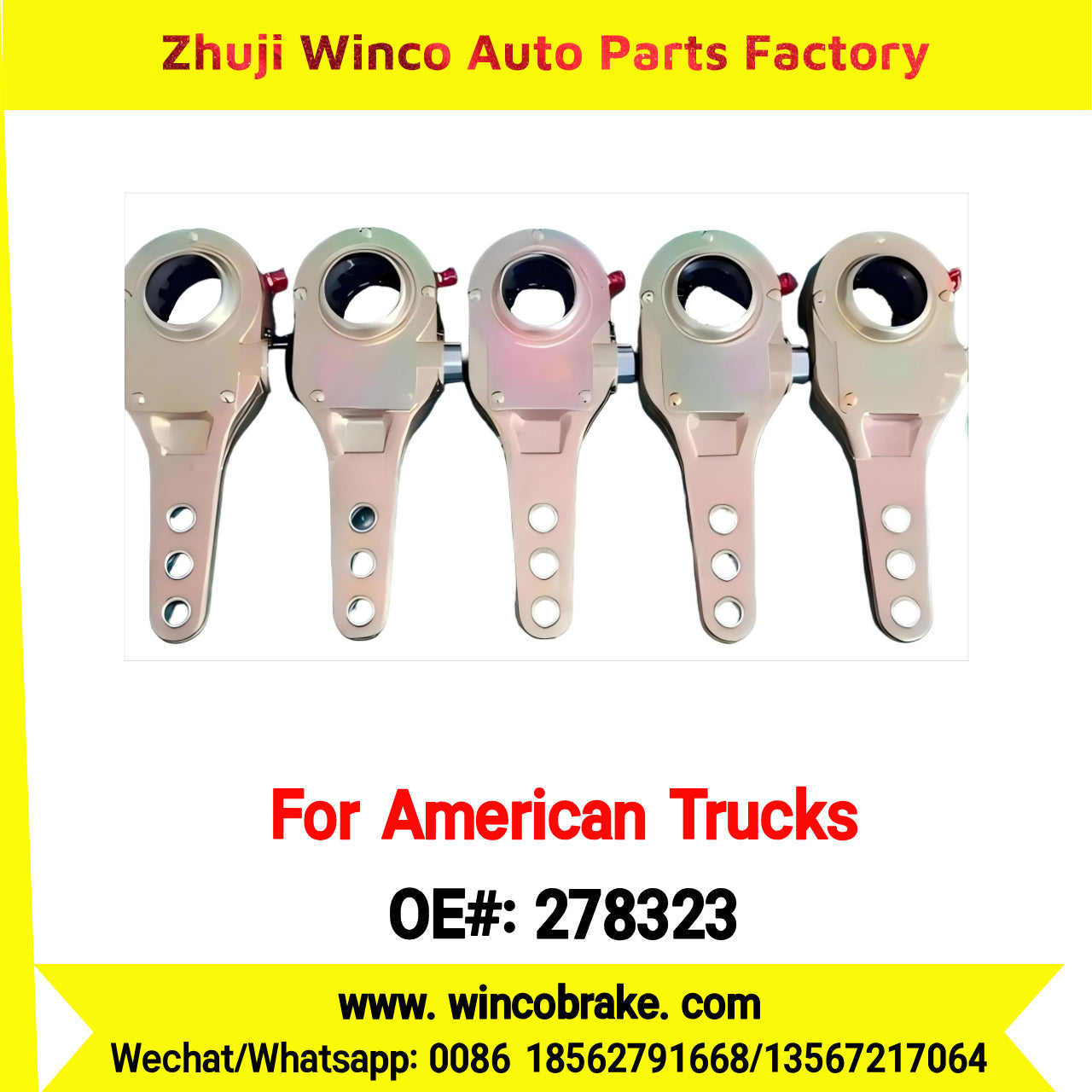 Winco OEM 278323 American Truck Manual Slack Adjuster 3 Holes and 10 Teeth for Truck Brake Systems