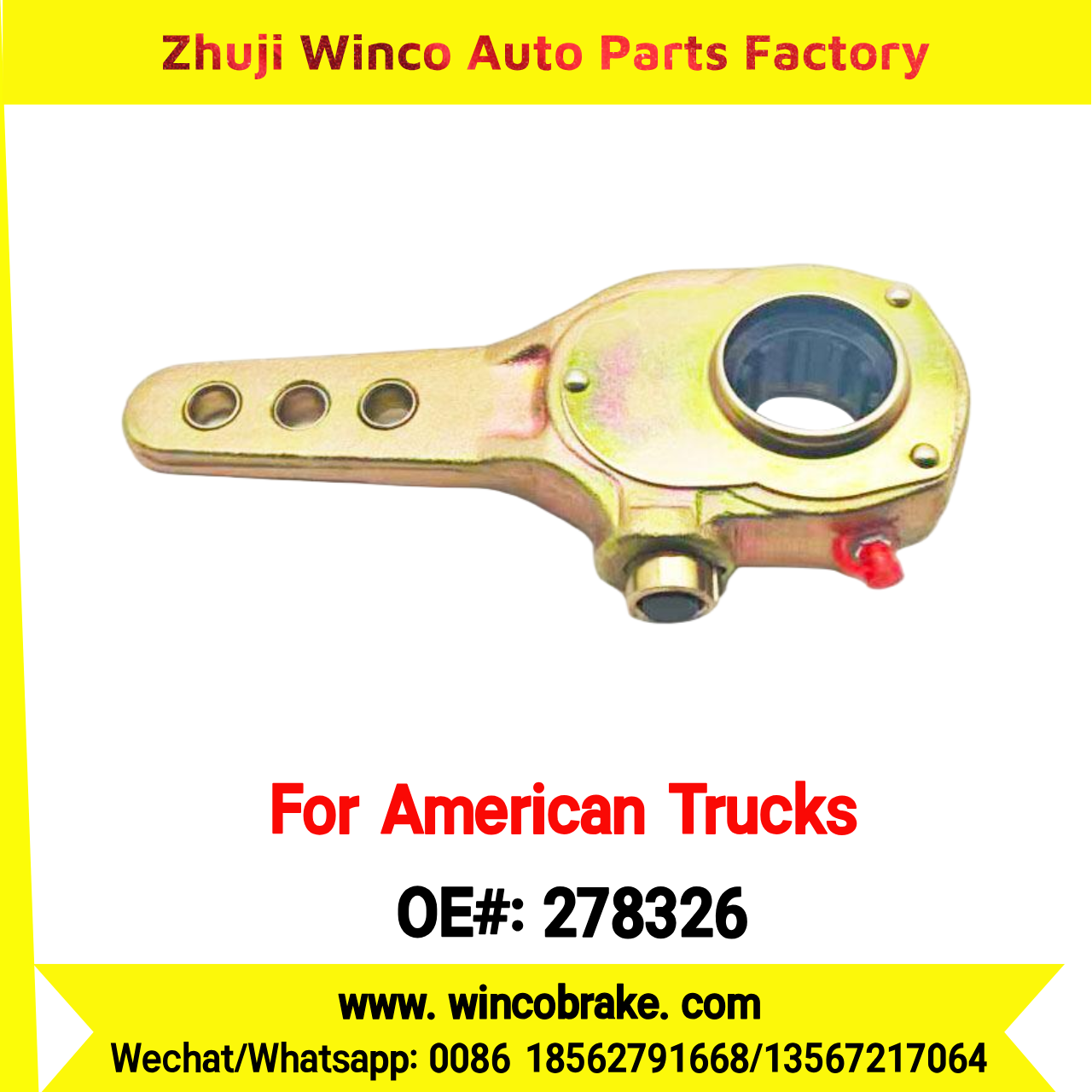 Winco OEM 278326 Manual Brake Slack Adjuster Semi Truck Trailer 3 Holes 10 Spline Brake Systems Accessory American Trucks Type USA HEAVY DUTY To Replace Haldex