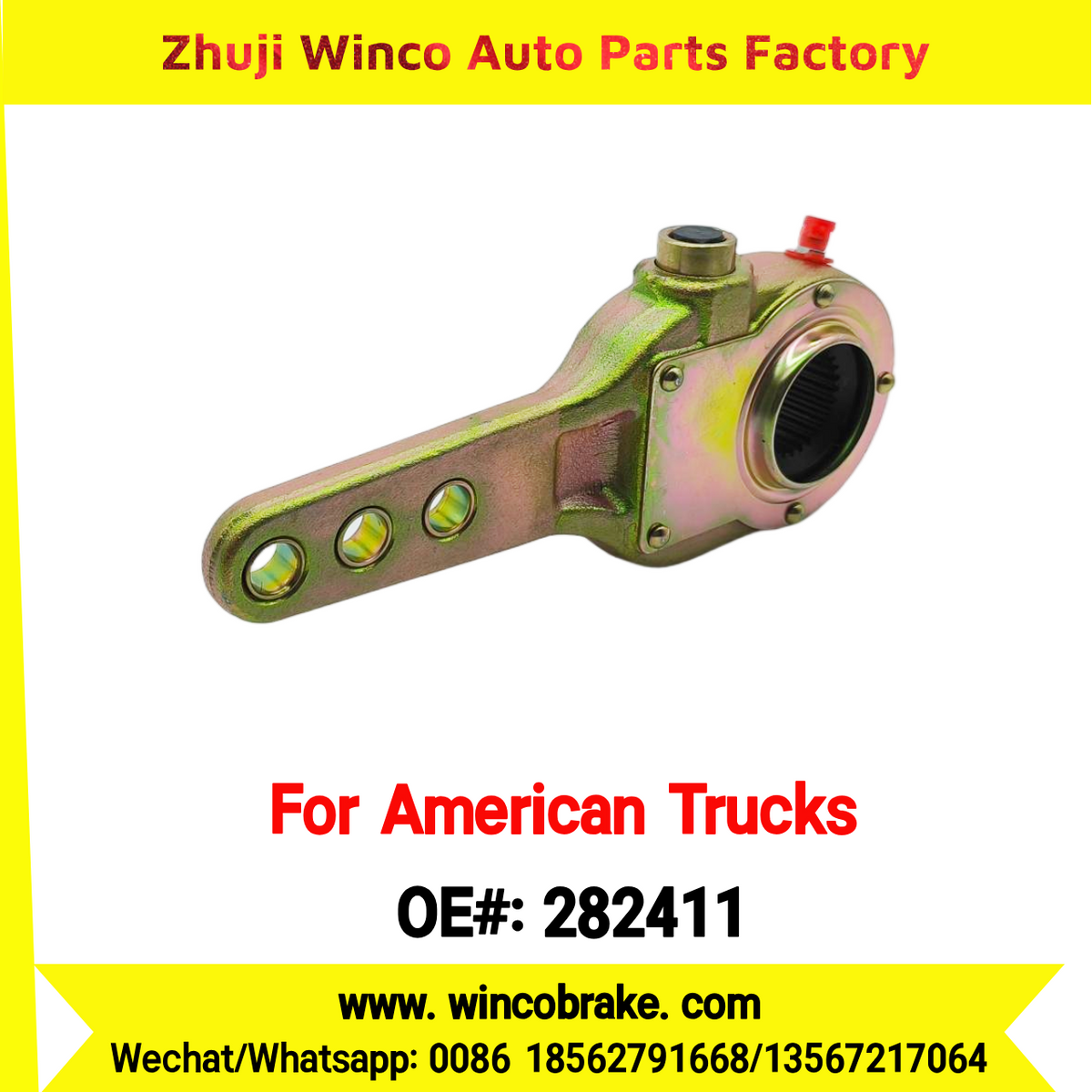 Winco OEM 282411 Manual Brake Slack Adjuster MERITOR AXLE Truck Trailer Straight 28 Spline Brake Systems Accessory American Trucks Type To Replace Haldex KN44071
