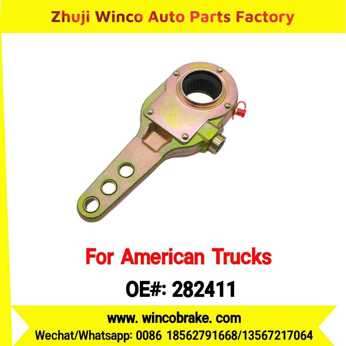 Winco OEM 282411 Manual Brake Slack Adjuster MERITOR AXLE Truck Trailer Straight 28 Spline Brake Systems Accessory American Trucks Type To Replace Haldex KN44071