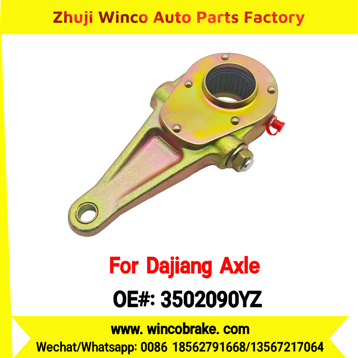 Winco OEM 3502090YZ Manual Slack Adjuster for Suit to China Dajiang Axle For Crane Brake Parts 26 Teeth