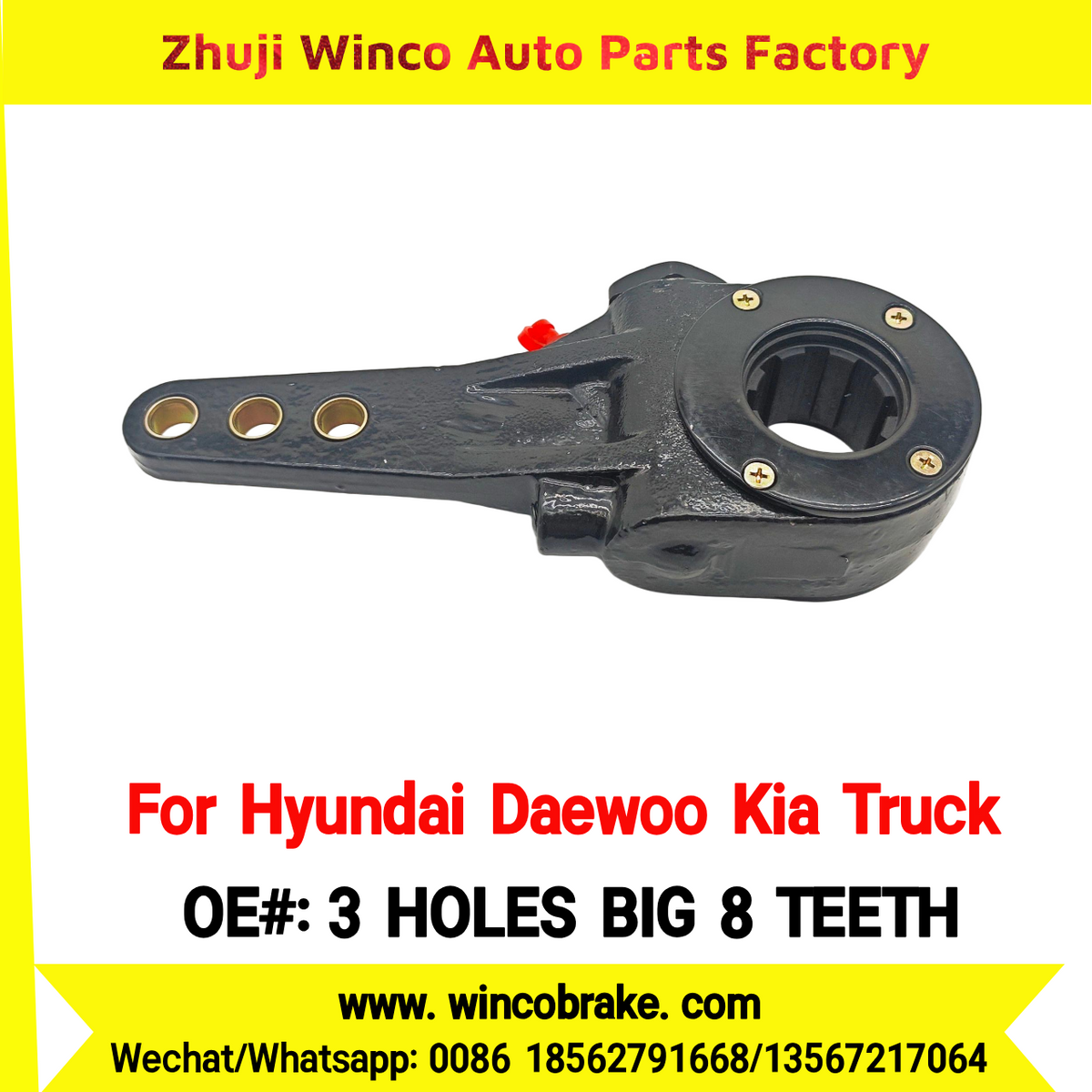 Winco OEM 3 HOLES BIG 8 TEETH Manual Slack Adjuster for Suit to Korea Trucks &amp; Trailers Hyundai Daewoo Kia Straight 8 Splines to Southeast Asia Market