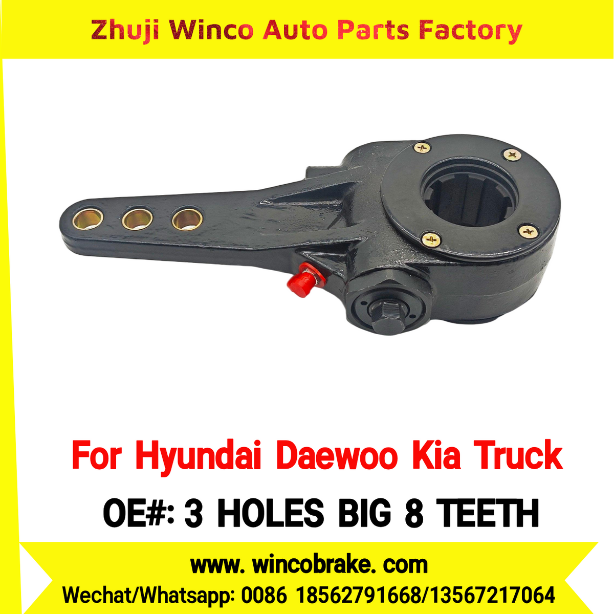 Winco OEM 3 HOLES BIG 8 TEETH Manual Slack Adjuster for Suit to Korea Trucks &amp; Trailers Hyundai Daewoo Kia Straight 8 Splines to Southeast Asia Market