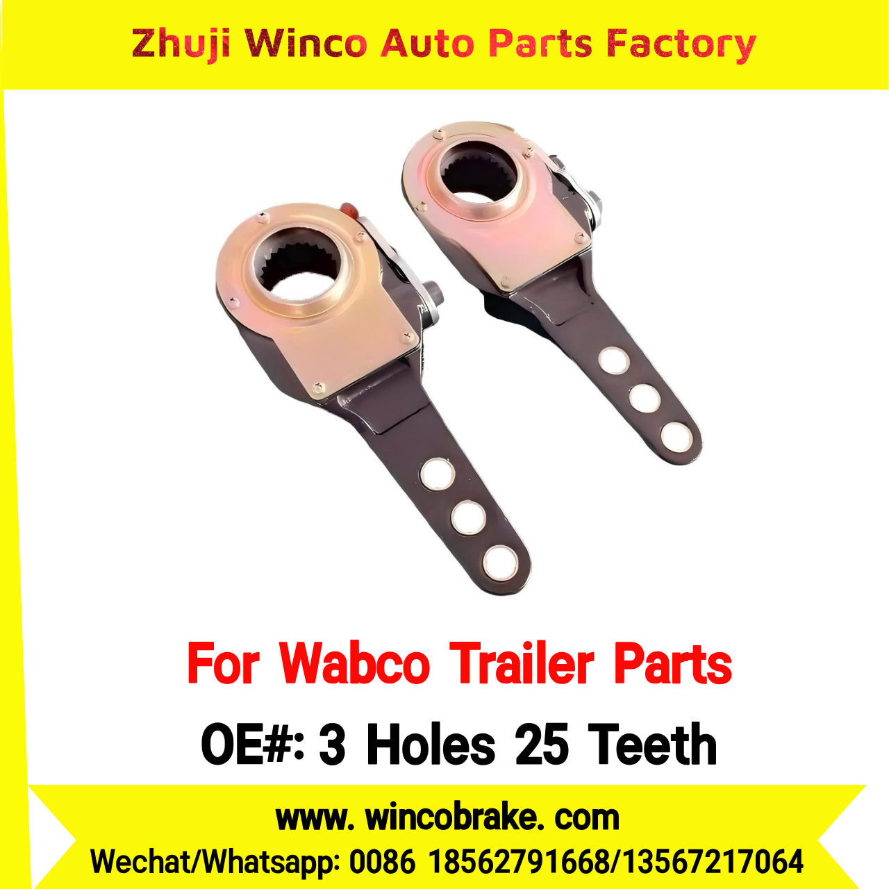 Winco OEM 3 Holes 25 Teeth Export Brake Slack Adjuster for Trucks and Trailers 3 Holes 25 Teeth Locking Plate Type to Southeast Asia