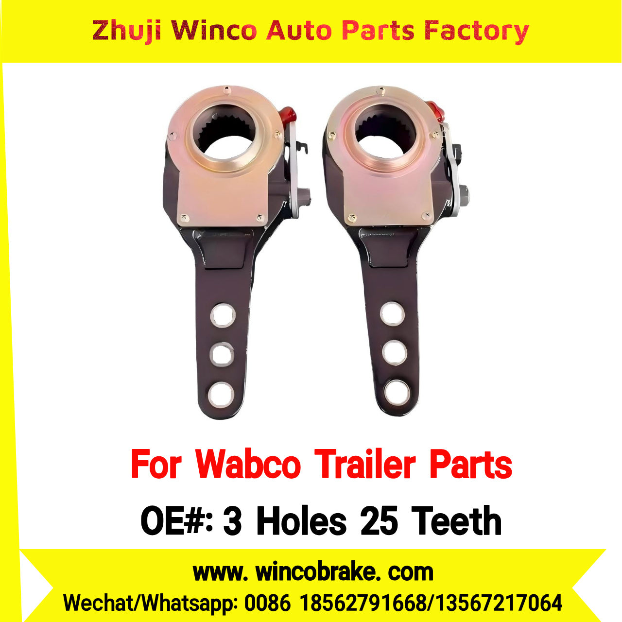 Winco OEM 3 Holes 25 Teeth Export Brake Slack Adjuster for Trucks and Trailers 3 Holes 25 Teeth Locking Plate Type to Southeast Asia