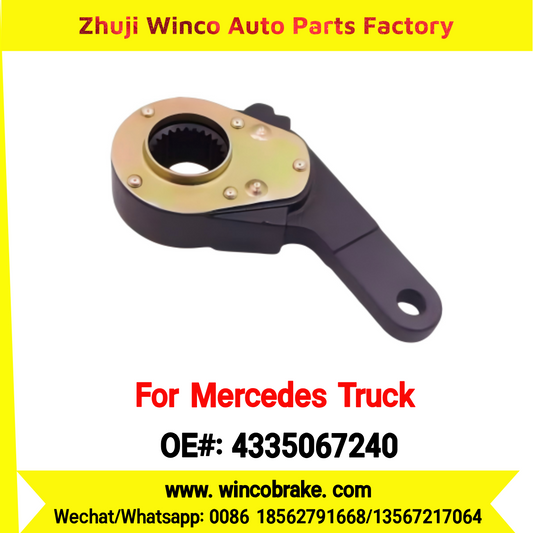 Winco OEM 4335067240 Brake Adjuster for Mercedes Benz Truck Manual Slack Adjuster Auto Parts Brake Adjusting Arm Haldex Type 1 Hole TO FIT MERCEDES Trucks LH 26 Teeth Replace Haldex