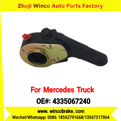 Winco OEM 4335067240 Brake Adjuster for Mercedes Benz Truck Manual Slack Adjuster Auto Parts Brake Adjusting Arm Haldex Type 1 Hole TO FIT MERCEDES Trucks LH 26 Teeth Replace Haldex
