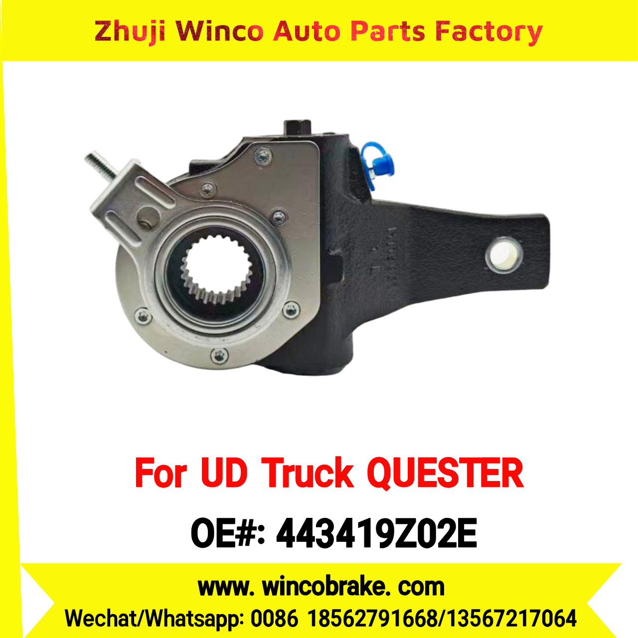 Winco OEM 443419Z02E Automatic Slack Adjuster for Suit to NISSAN UD QUESTER to Southeast Asia Market Rear 24 Teeth