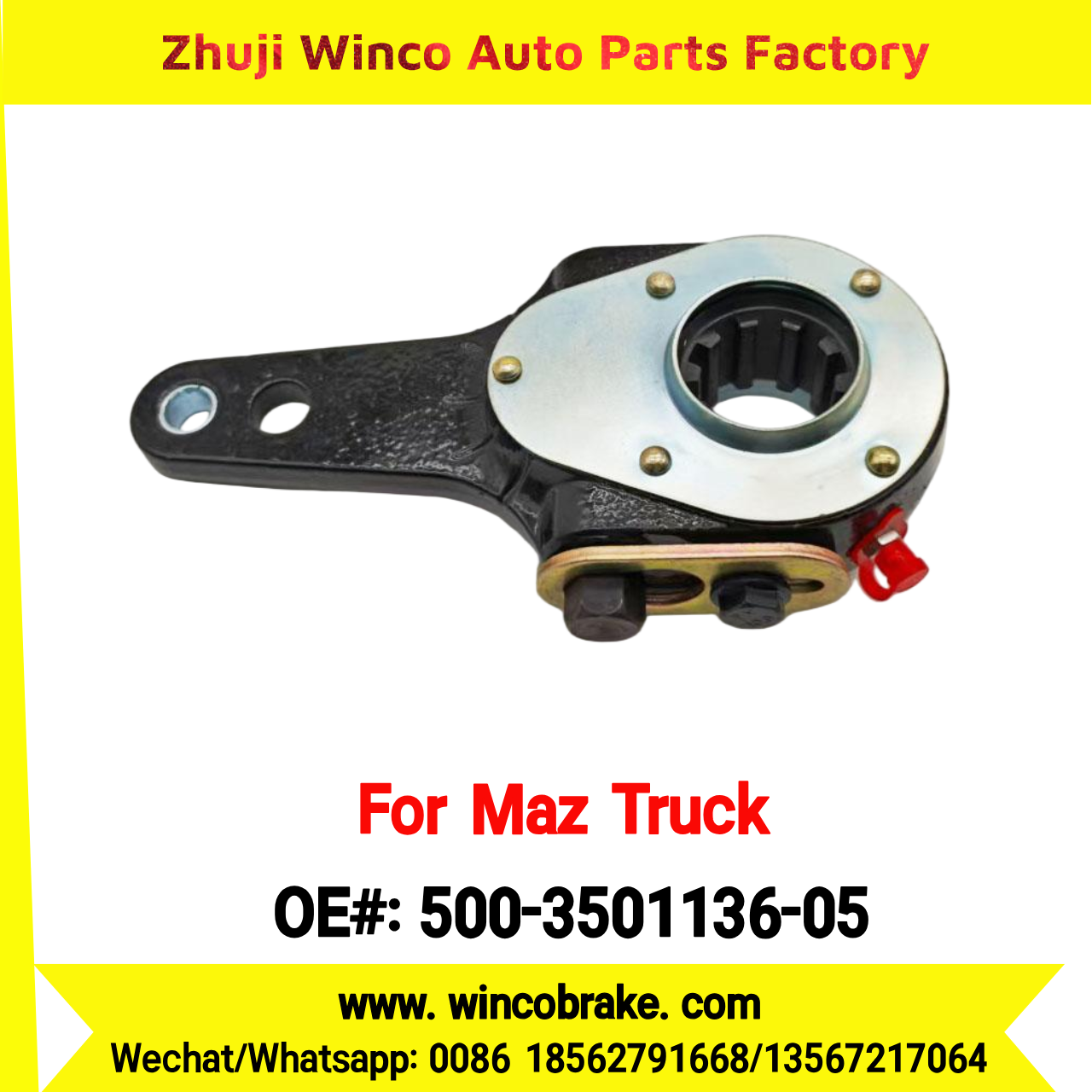 Winco OEM 500-3501136-05 Manual Slack Adjuster for MAZ Trucks узкий зуб прямой МАЗ, КрАЗ Replaces Russian Heavy Duty 2 Holes 10 Teeth