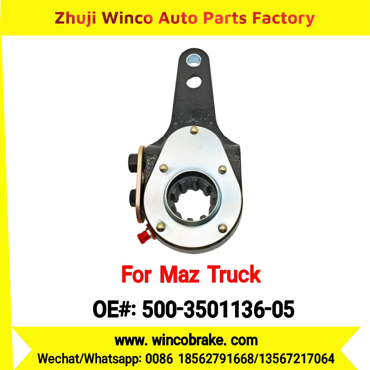 Winco OEM 500-3501136-05 Manual Slack Adjuster for MAZ Trucks узкий зуб прямой МАЗ, КрАЗ Replaces Russian Heavy Duty 2 Holes 10 Teeth