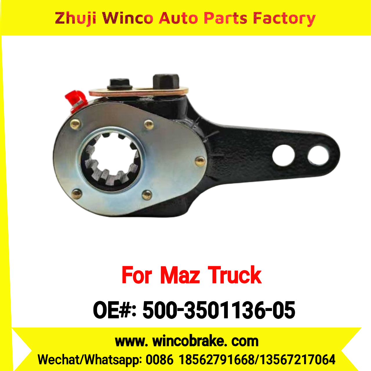 Winco OEM 500-3501136-05 Manual Slack Adjuster for MAZ Trucks узкий зуб прямой МАЗ, КрАЗ Replaces Russian Heavy Duty 2 Holes 10 Teeth