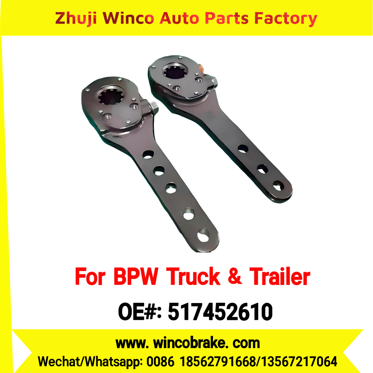 Winco OEM 517452610 Manual Brake Slack Adjuster for BPW Axle 0517452610 Replace Haldex 100001721 Forging Body 5 Holes 10 Teeth