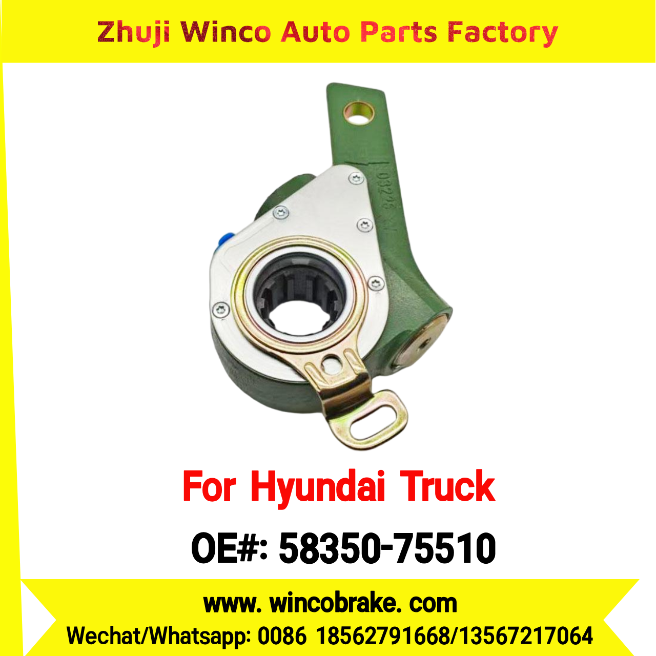 Winco OEM 58350-75510 Automatic Slack Adjuster for Suit to Korea HYUNDAI TRUCKS 15 TON 10 Teeth to Southeast Asia Market to Replace Haldex