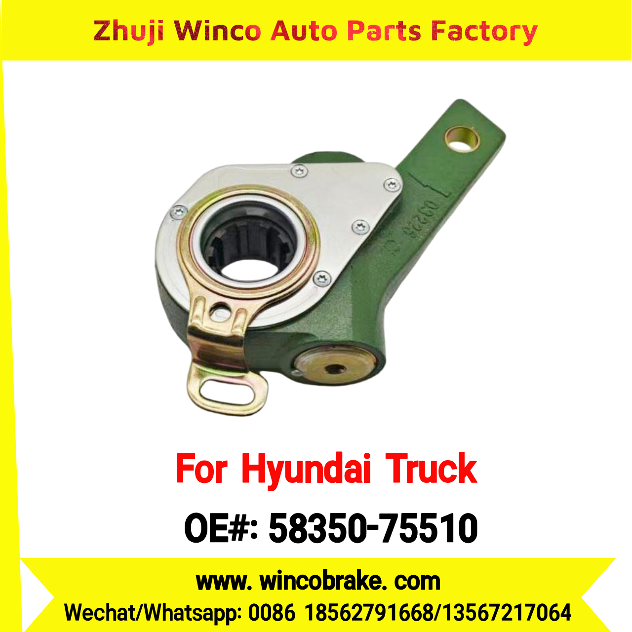 Winco OEM 58350-75510 Automatic Slack Adjuster for Suit to Korea HYUNDAI TRUCKS 15 TON 10 Teeth to Southeast Asia Market to Replace Haldex