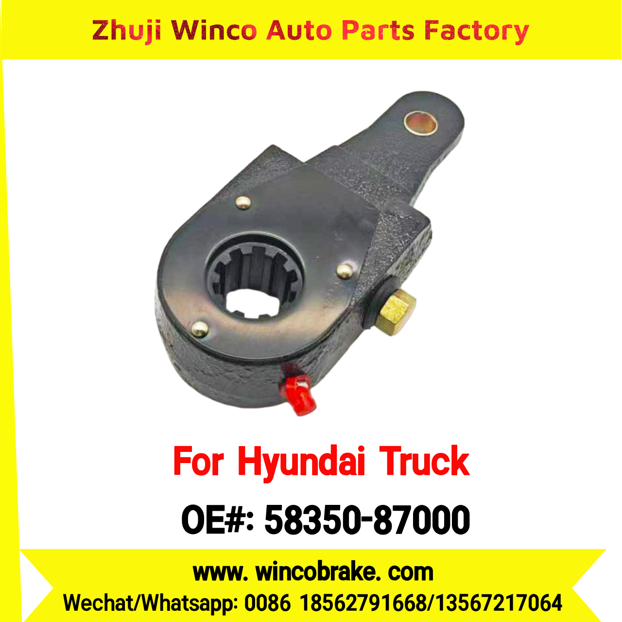 Winco OEM 58350-87000 Manual Slack Adjuster for Suit to Korea Trucks & Trailers Hyundai Iiton, Aero Space, Aero Queen, Aero City 10 Teeth to Southeast Asia Market