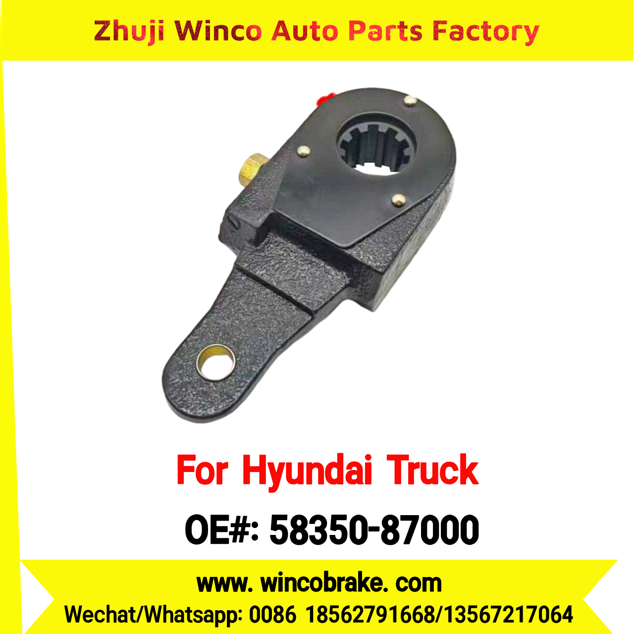 Winco OEM 58350-87000 Manual Slack Adjuster for Suit to Korea Trucks & Trailers Hyundai Iiton, Aero Space, Aero Queen, Aero City 10 Teeth to Southeast Asia Market