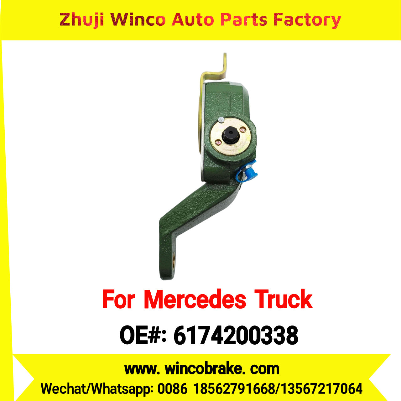 Winco OEM 6174200338 Brake Adjuster for Mercedes Benz Truck Automatic Slack Adjuster Auto Parts Brake Adjusting Arm Haldex Type 1 Hole TO FIT MERCEDES Trucks LH 26 Teeth Replace Haldex 70952