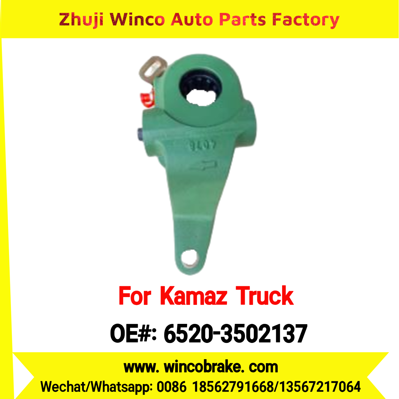 Winco OEM 6520-3502137 Automatic Slack Adjuster for 10 Teeth KAMAZ Truck Євро-2 автомат 165мм Rear Left to Replace HALDEX 79261 Russian Heavy Duty