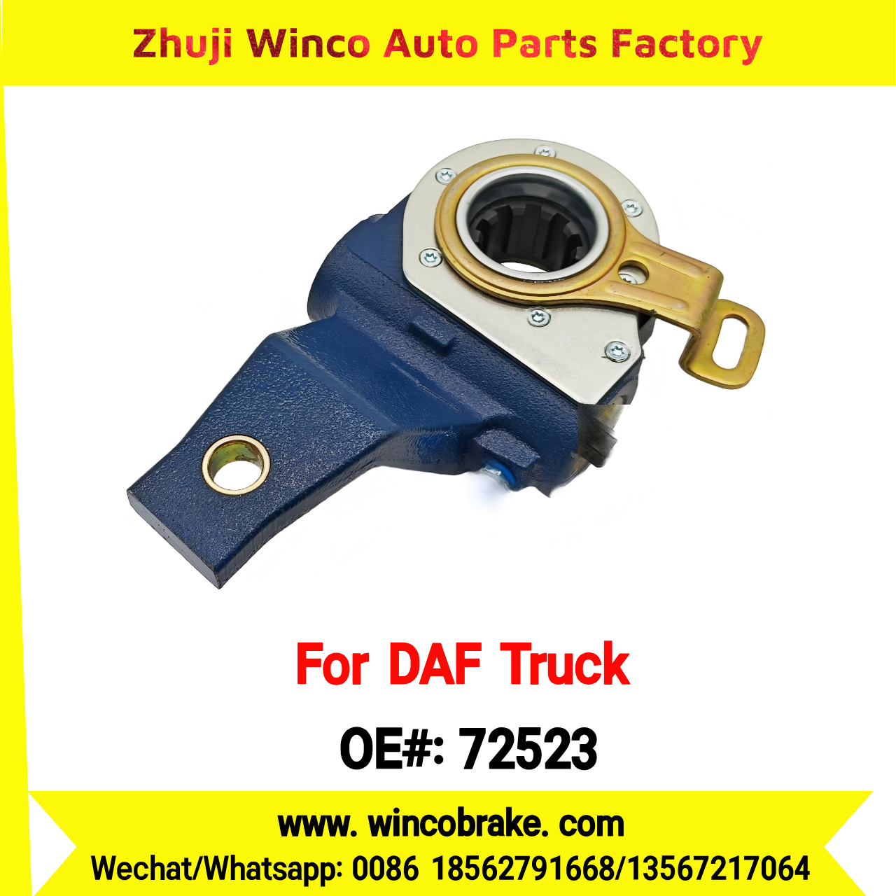 Winco OEM 72523 Automatic Slack Adjuster TO FIT DAF Truck OEM 0159556 Spline 10 Teeth Replaces Haldex 72523