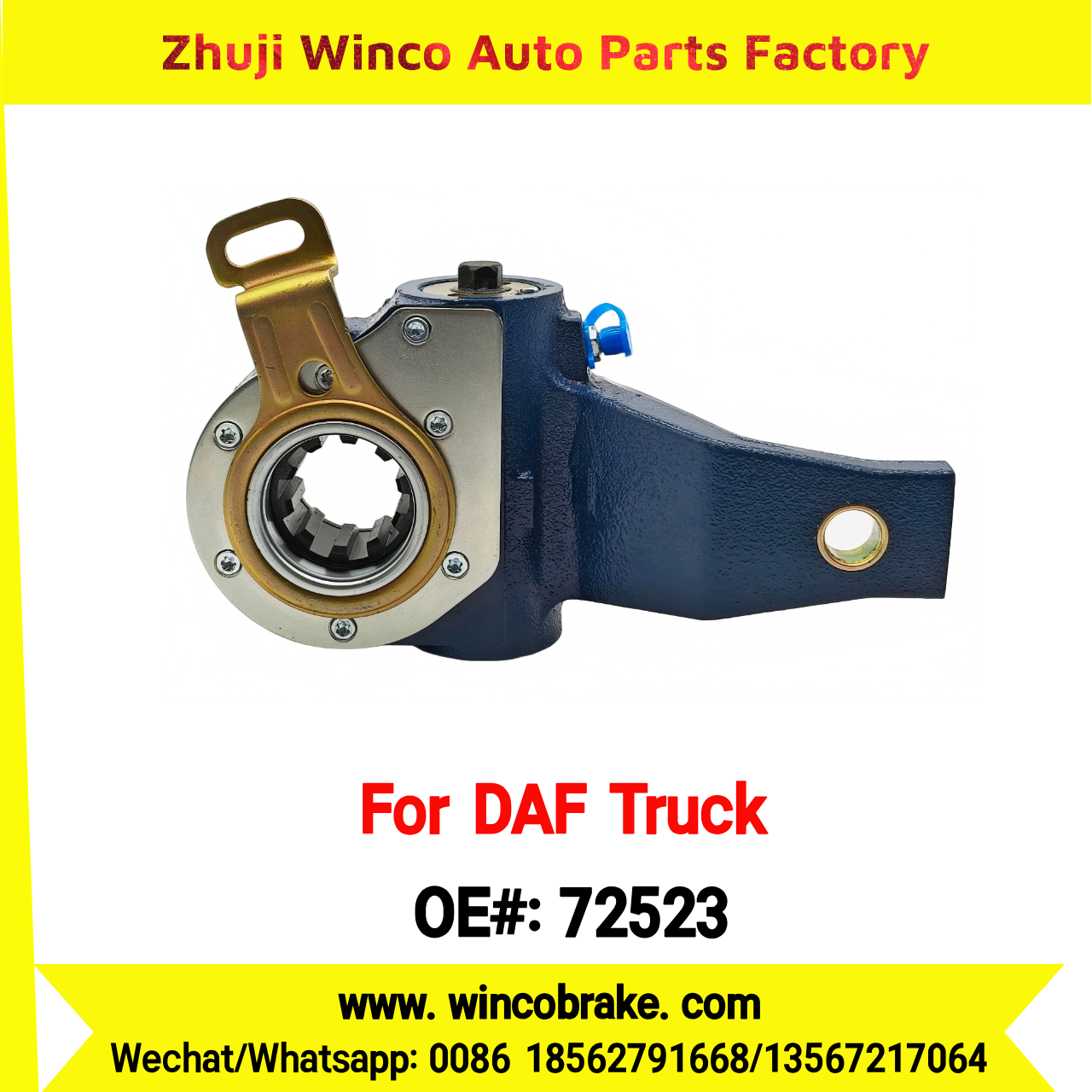 Winco OEM 72523 Automatic Slack Adjuster TO FIT DAF Truck OEM 0159556 Spline 10 Teeth Replaces Haldex 72523