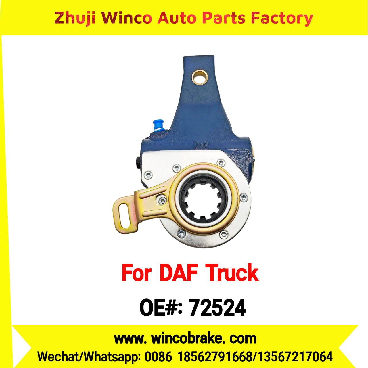Winco OEM 72524 Automatic Slack Adjuster TO FIT DAF Truck OEM 0159557 Spline 10 Teeth Replaces Haldex 72524