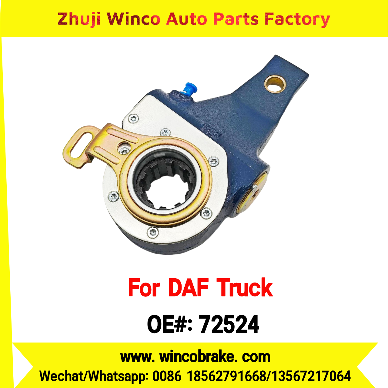 Winco OEM 72524 Automatic Slack Adjuster TO FIT DAF Truck OEM 0159557 Spline 10 Teeth Replaces Haldex 72524