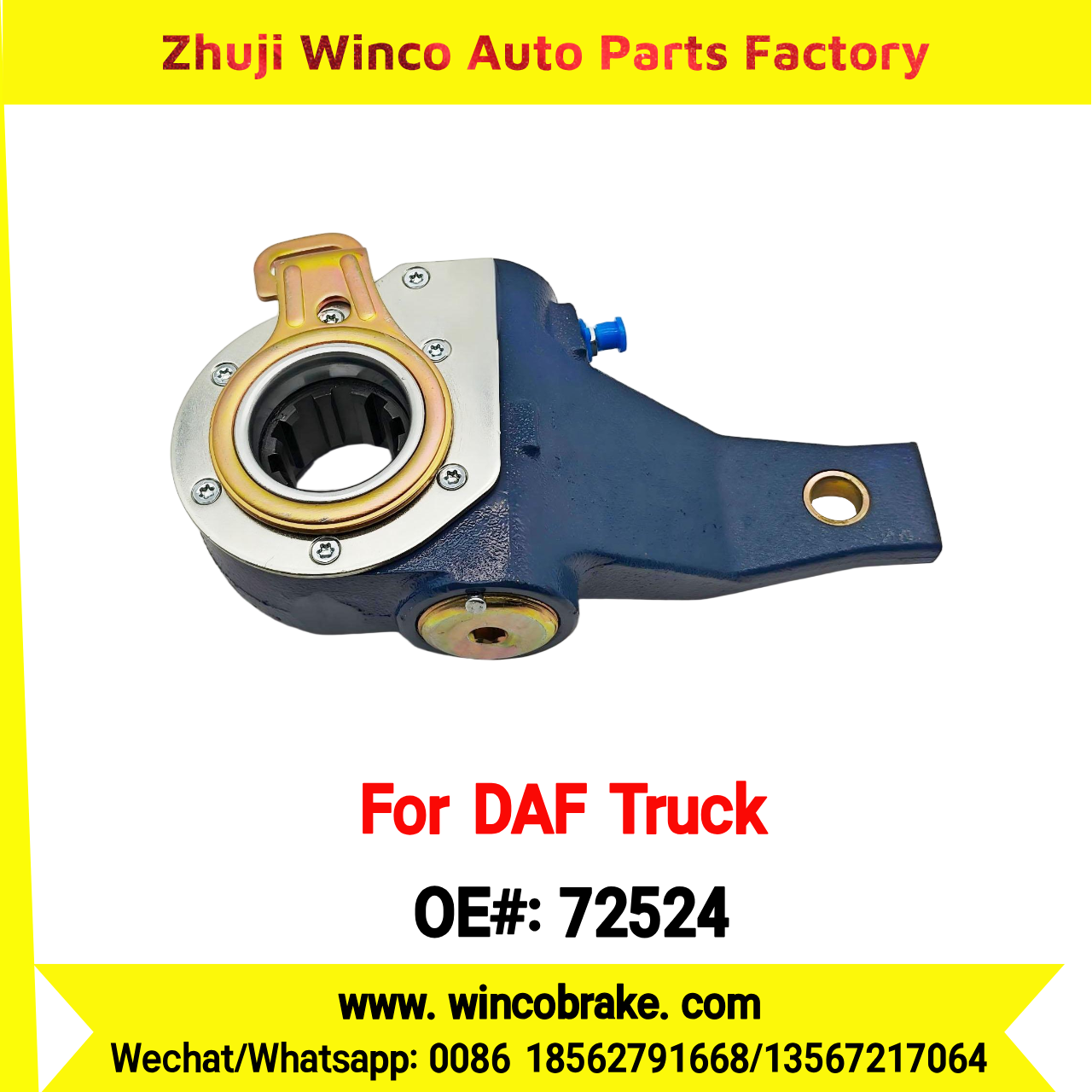 Winco OEM 72524 Automatic Slack Adjuster TO FIT DAF Truck OEM 0159557 Spline 10 Teeth Replaces Haldex 72524