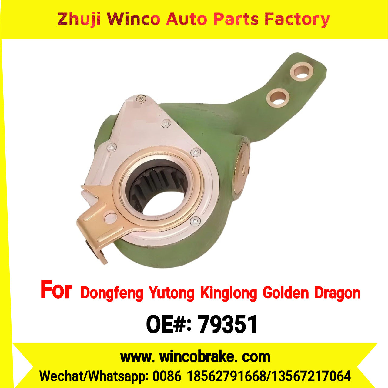 Winco OEM 79351 Automatic Slack Adjuster LH 14 Teeth for Suit to China Dongfeng Yutong Kinglong Golden Dragon Bus Brake Parts