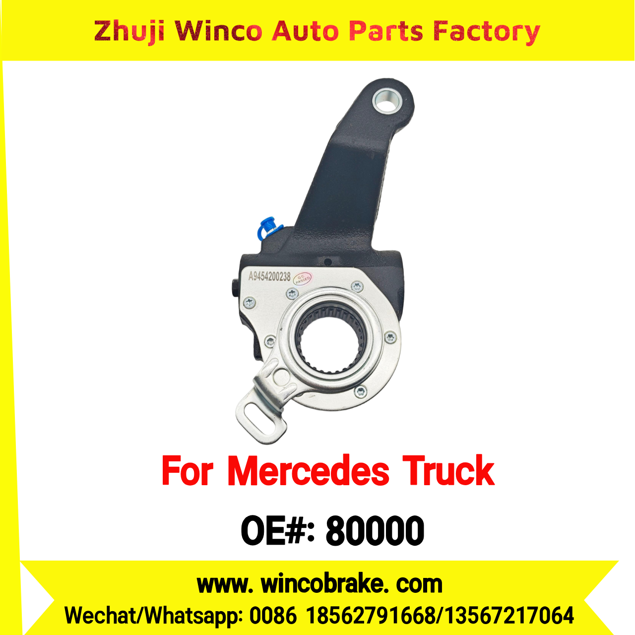Winco OEM 80000 Automatic Slack Adjuster Brake Adjuster for Mercedes Benz Truck A9454200238 Auto Parts Brake Adjusting Arm Haldex TO FIT MERCEDES Trucks 26 Teeth Replace Haldex 80000