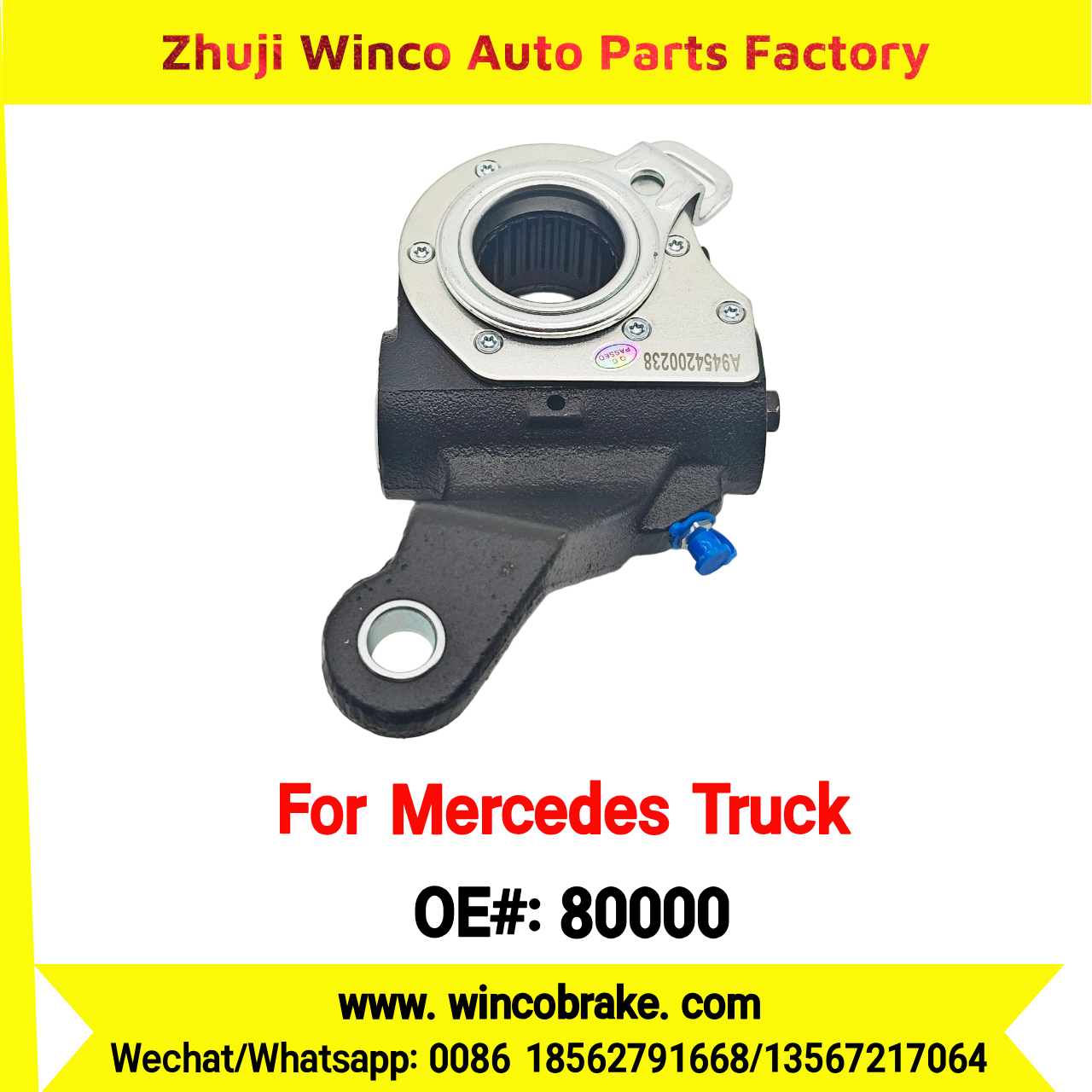 Winco OEM 80000 Automatic Slack Adjuster Brake Adjuster for Mercedes Benz Truck A9454200238 Auto Parts Brake Adjusting Arm Haldex TO FIT MERCEDES Trucks 26 Teeth Replace Haldex 80000