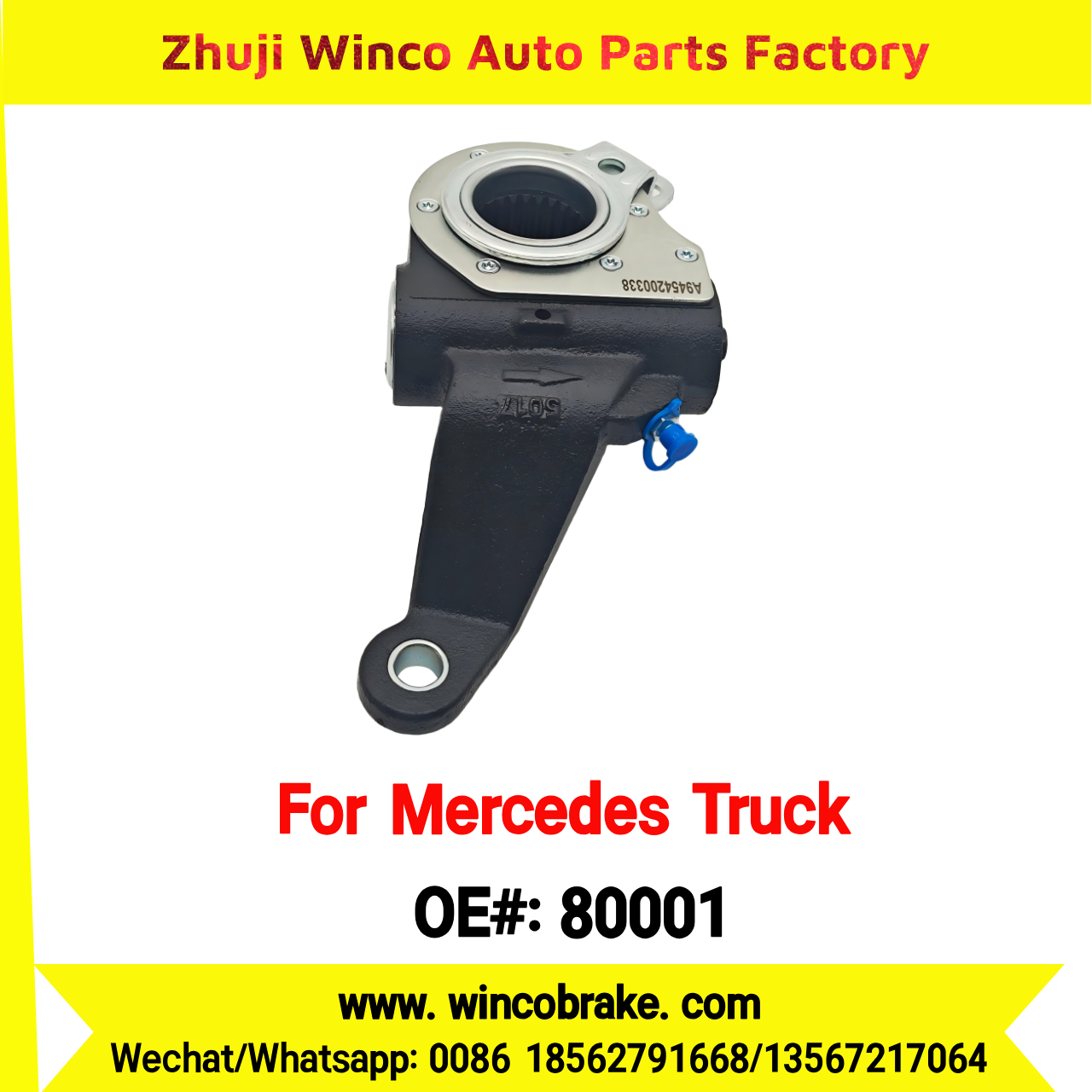 Winco OEM 80001 Automatic Slack Adjuster Brake Adjuster for Mercedes Benz Truck A9454200338 Auto Parts Brake Adjusting Arm Haldex TO FIT MERCEDES Trucks 26 Teeth Replace Haldex 80001