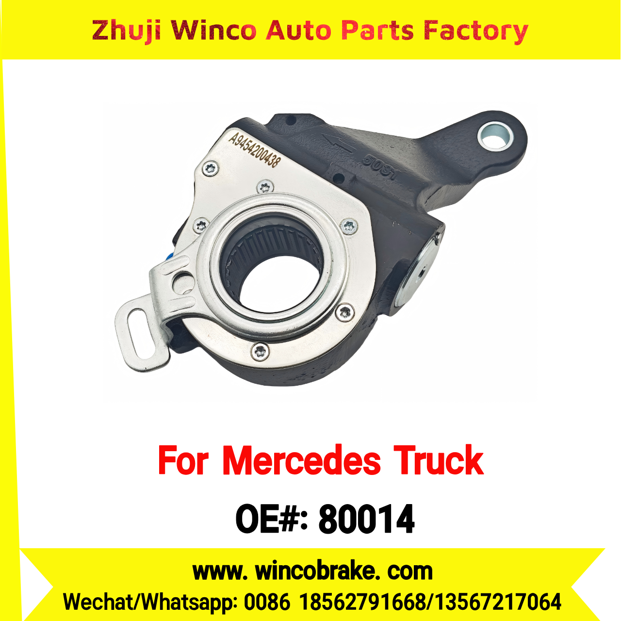 Winco OEM 80014 Automatic Slack Adjuster Brake Adjuster for Mercedes Benz Truck ACTROS TRUCKS Auto Parts Brake Adjusting Arm Haldex TO FIT MERCEDES Trucks 26 Teeth A9454200438 Replace Haldex 80014