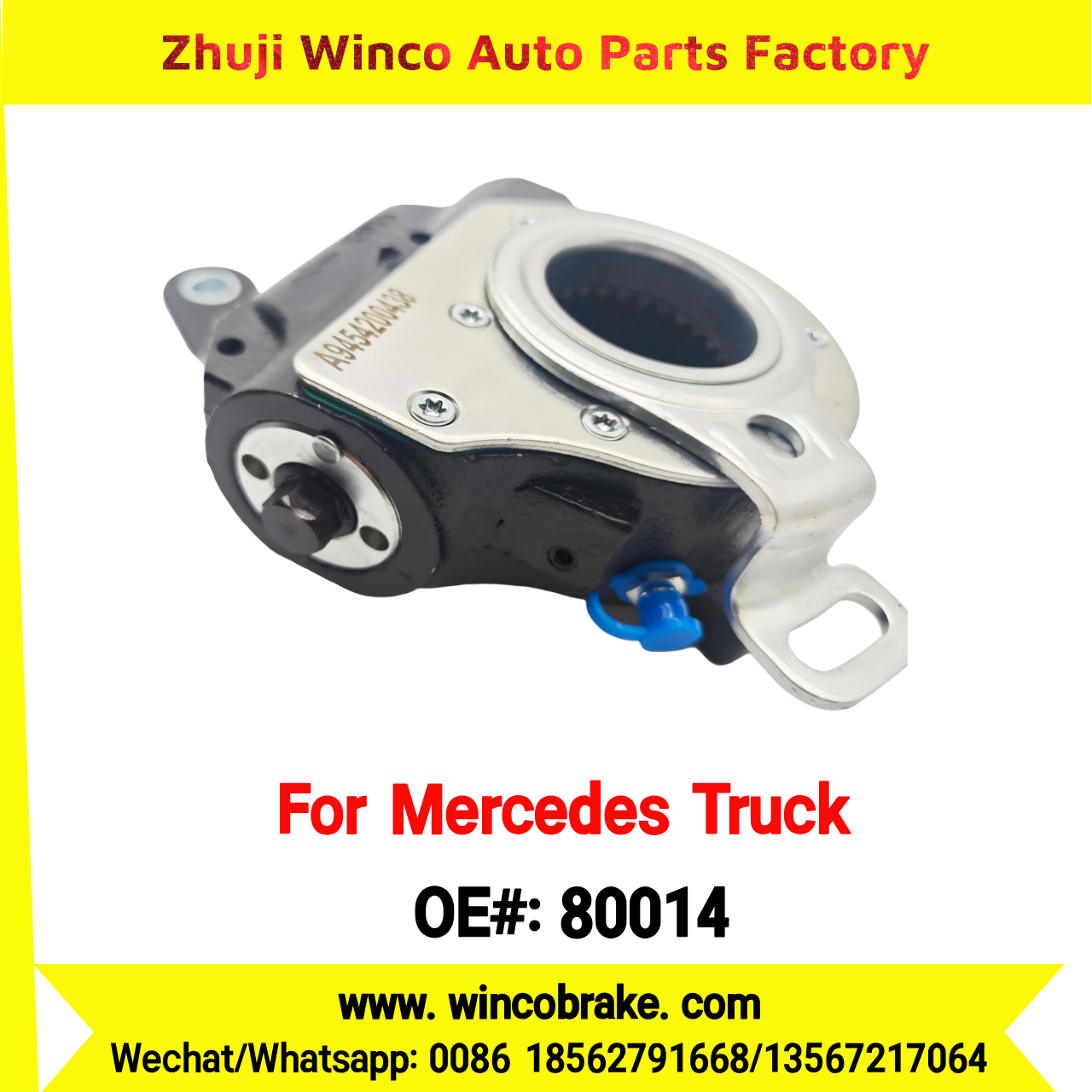 Winco OEM 80014 Automatic Slack Adjuster Brake Adjuster for Mercedes Benz Truck ACTROS TRUCKS Auto Parts Brake Adjusting Arm Haldex TO FIT MERCEDES Trucks 26 Teeth A9454200438 Replace Haldex 80014