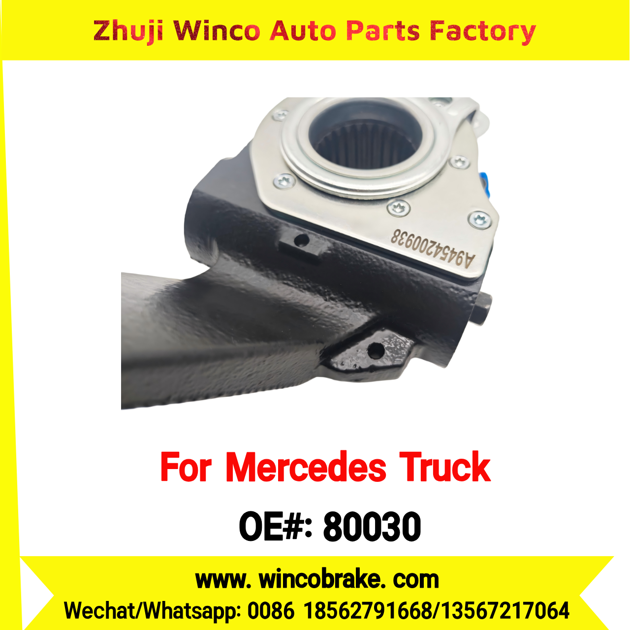 Winco OEM 80030 Automatic Slack Adjuster Brake Adjuster for Mercedes Benz Truck A9454200938 Auto Parts Brake Adjusting Arm Haldex TO FIT MERCEDES Trucks 26 Teeth Replace Haldex 80030